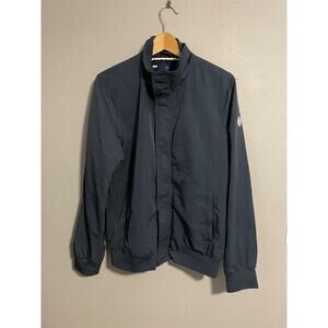 Scotch & Soda Mens Windbreaker Jacket Medium Navy Full Zip Mock Neck Casual READ